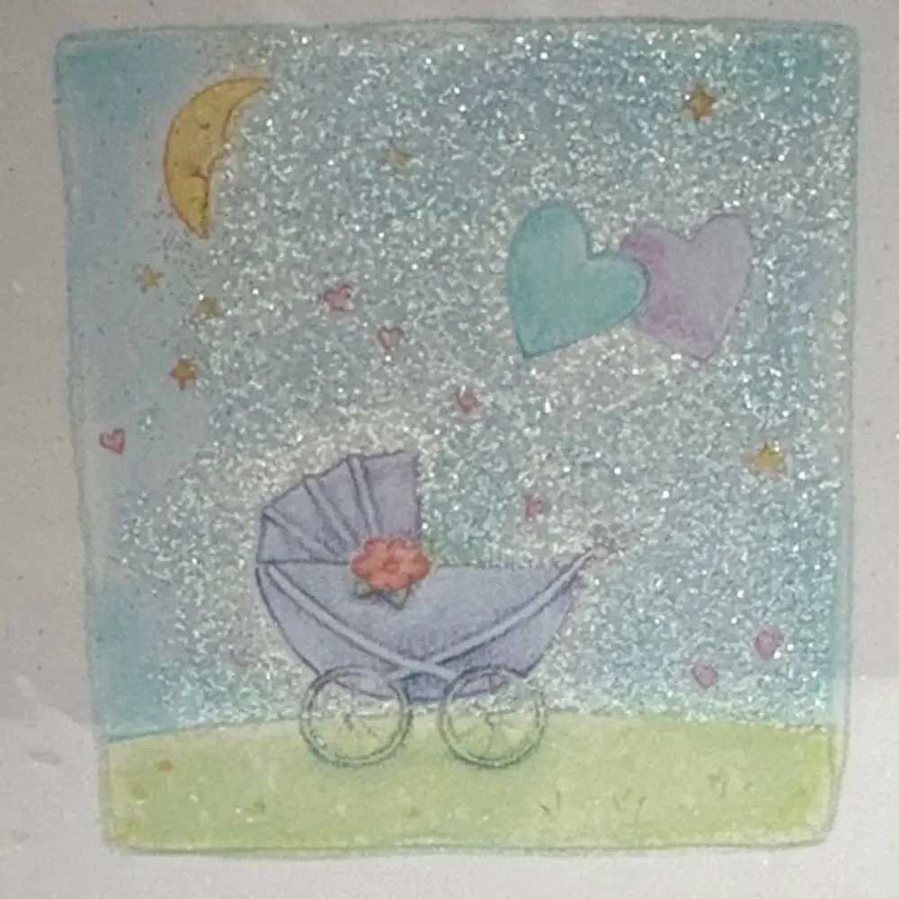 Vintage 90s Hallmark Baby Announcements NOS Classic Glitter Pastel Nursery Style